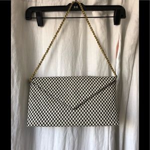 JCREW Navy/Ivory patterned clutch